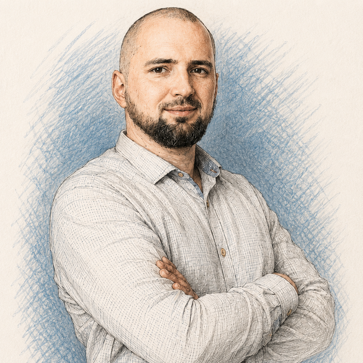 Sketched portrait of Marcin Kupisz